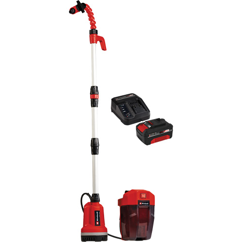 Einhell 4170427/4512132 Pompe &agrave; eau propre pour baril de pluie sans fil avec batterie 4 Ah et ensemble de d&eacute;part de chargeur, 18 V, 792,5 gal./min