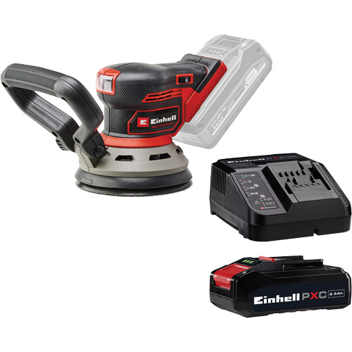Einhell 4462021/4512131 Professional Random Orbit Sander with 2.5Ah PXC Battery & Charger Starter Kit, 5" Sand Paper, 18 V, 6000 - 24000 OPM