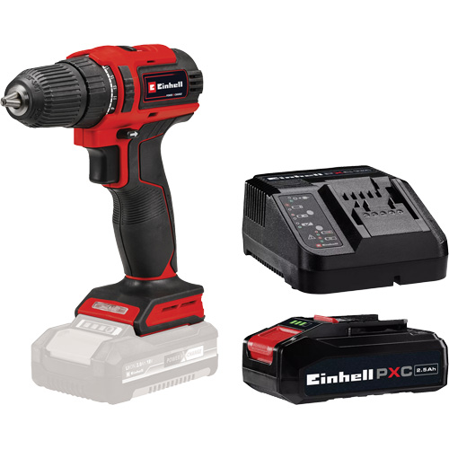 Einhell 4514350/4512131 Perceuse-visseuse sans fil avec batterie 2,5 Ah PXC et ensemble chargeur de d&eacute;part, Lithium-ion, 18 V, Mandrin 3/8", Couple 354 lb-po
