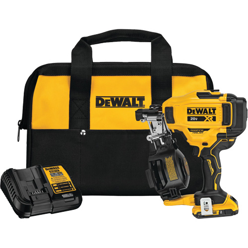 DEWALT DCN45RND1 Ensemble de cloueuse 15° sans fil pour bobine de toiture, 20 V, Lithium-ion