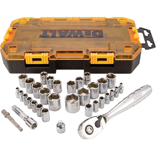 DEWALT DWMT73804 1/4" & 3/8" Drive Socket Set, 34 Pcs