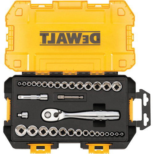 DEWALT DWMT73804 1/4" & 3/8" Drive Socket Set, 34 Pcs