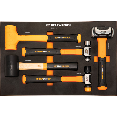Gearwrench GWH5PCMS Jeu de marteaux mixtes dans un plateau de rangement en mousse, 5 morcea