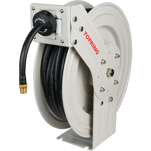 Topring 79.324 D&eacute;vidoir de tuyau &agrave; rappel automatique &agrave; bras simple de type L MAXREEL avec tuyau en caoutchouc, Air, 3/8" x 50', Tuyau simple, 250 PSI