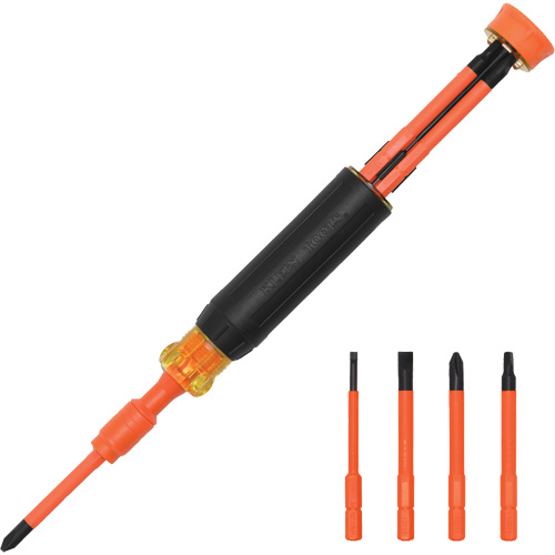 Klein Tools 32604INS Tournevis isolant &agrave; embouts interchangeables 4-en-1