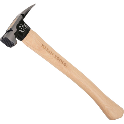 Klein Tools H80922H Milled Face Straight Claw Hammer, 22 oz., Wood Handle, 16-1/10" L