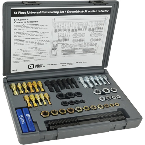 Gray Tools 91951 Universal Rethreading Set, 51 Pieces