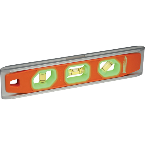 Johnson 1435-0900 Glo-View&reg; Torpedo Level, 9" L, Aluminum, 3 Vials, Magnetic