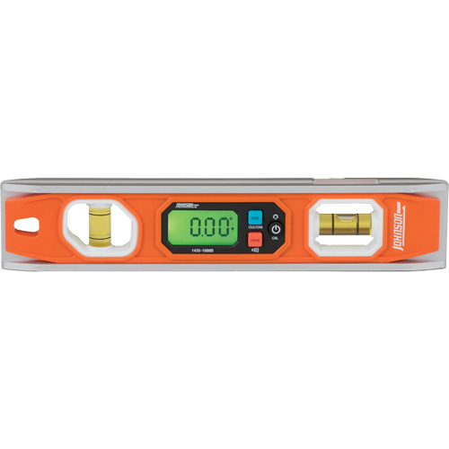Johnson 1435-1000D Programmable Digital Torpedo Level, 10" L, 2 Vials, Magnetic