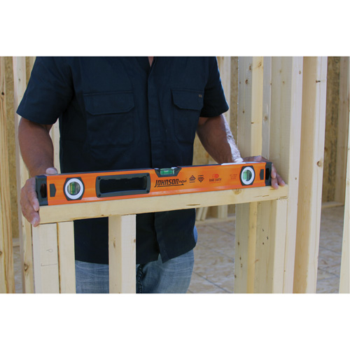 Johnson 1721-2400 Level with Protective End-Caps, Box, 2' L, Aluminum, 3, Magnetic