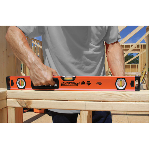 Johnson 1741-2400 Level with Protective End-Caps, Box, 2' L, Aluminum, 3, Non-Magnetic