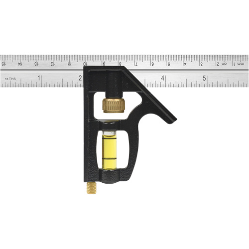 Johnson 406EM-S Heavy-Duty Inch/Metric Combination Square, 6" L, 1/8"/1/16"/1/32" Graduations, Stainless Steel