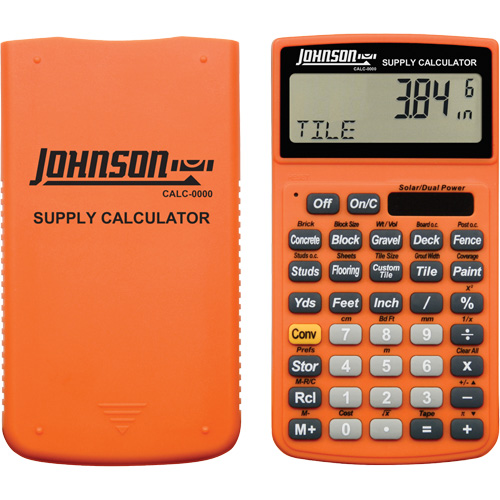 Johnson CALC-0000 Calculatrice de fournitures orange haute visibilit&eacute; avec &eacute;tui robuste