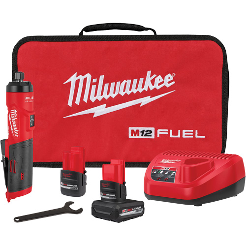 Milwaukee 3486-22 Ensemble de rectifieuse droite FUEL, 1/4" collet, 12 V, Lithium-ion