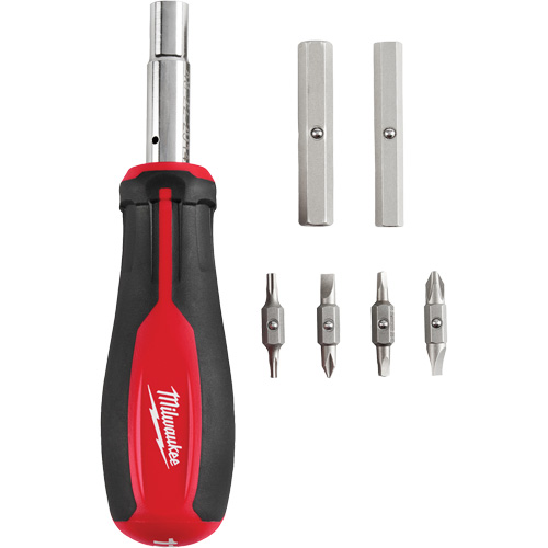 Milwaukee 48-22-2914 Tournevis multibits &agrave; entraînement magn&eacute;tique 1/4" et 3/8" 11 en 1, 8" lo, Prise Coussin&eacute;e