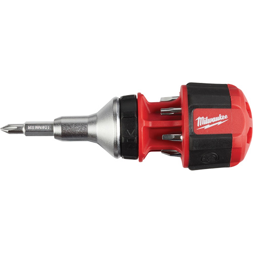 Milwaukee 48-22-2330 8-in-1 Compact Ratcheting 1/4" Drive Multi-Bit Driver, Cushion Grip Handle