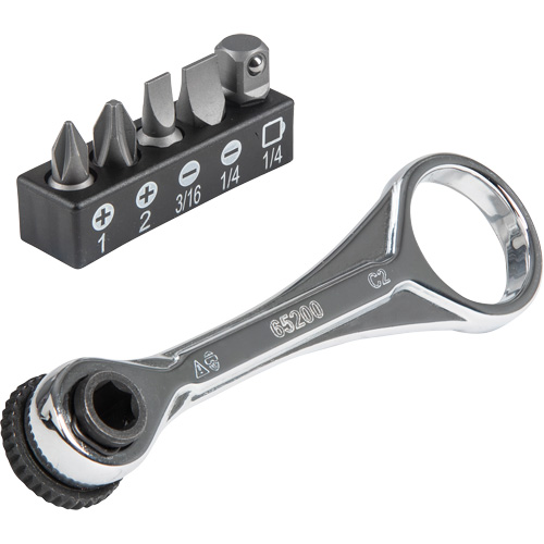 Klein Tools 65200 5-Piece Slim-Profile Mini Ratchet Set, 5/16"/1/4" Drive, Plain Handle