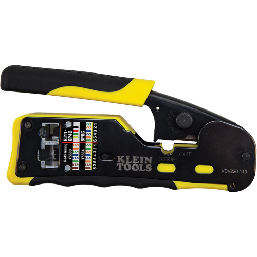 Klein Tools VDV226110 Ratcheting Ethernet Cable Crimper/Stripper/Cutter for Pass-Thru Connectors