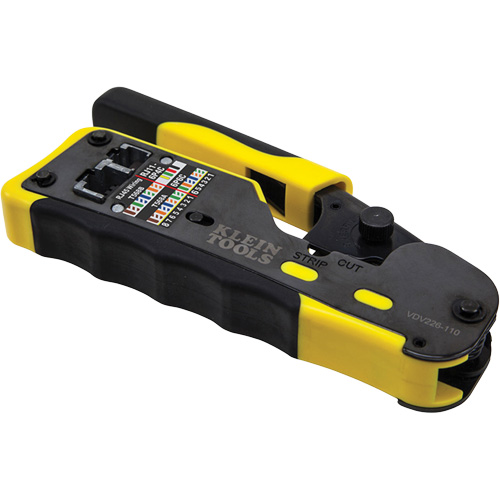 Klein Tools VDV226110 Ratcheting Ethernet Cable Crimper/Stripper/Cutter for Pass-Thru Connectors