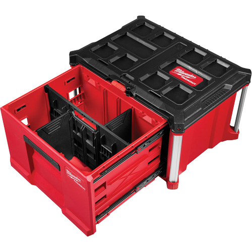 Milwaukee 48-22-8441 Boîte &agrave; outils avec un tiroir PACKOUT avec une capacit&eacute; de 50 lb, 16-3/10" x 22-1/5" x 14-3/10", Noir/Rouge