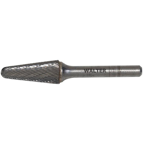 Walter Surface Technologies 01V032 Double Cut Cone Carbide Burr, 1/2" Dia., 1/4" Shank, 1-1/8" Depth of Cut
