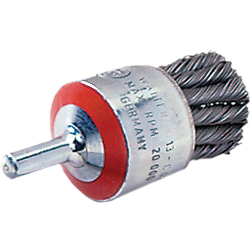 Walter Surface Technologies 13C070 Mounted Knot-Twisted Wire Brush, 1-1/8" Dia., 0.02" Wire Dia., 1/4" Shank