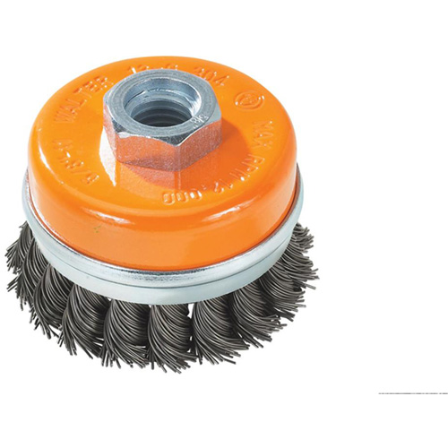 Walter Surface Technologies 13G404 Knot-Twisted Wire Cup Brush with Ring, 4" Dia. x 5/8"-11 Arbor
