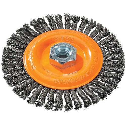Walter Technologies Pour Surface 13K504 Brosse &agrave; fils nou&eacute;s pour cordons de soudure, Dia. 5", Fils 0,02", Arbre 5/8"-11, Acier