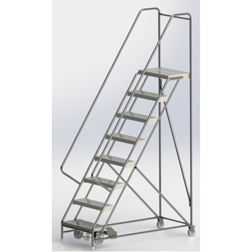 Tri-Arc Manufacturing WLAR108244 Rolling Ladder, 8 Steps, 24" Step Width, 80" Platform Height, Aluminum