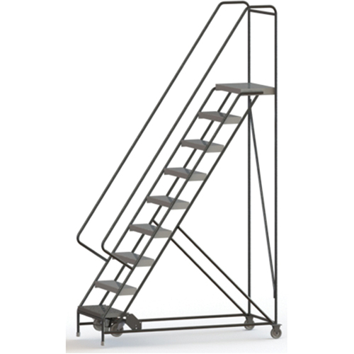 Tri-Arc Manufacturing WLAR109244 &eacute;chelles roulantes, 9 marches, Largeur de la marche 24", Hauteur de la plateforme 90", Aluminium