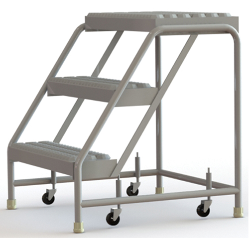 Tri-Arc Manufacturing WLAR003245 Rolling Ladder, 3 Steps, 24" Step Width, 30" Platform Height, Aluminum