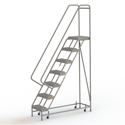 Tri-Arc Manufacturing WLAR107165 &eacute;chelles roulantes, 7 marches, Largeur de la marche 16", Hauteur de la plateforme 70", Aluminium