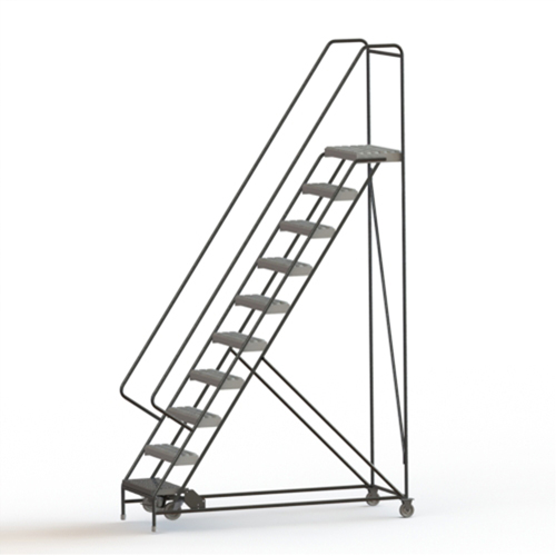 Tri-Arc Manufacturing WLAR110245 &eacute;chelles roulantes, 10 marches, Largeur de la marche 24", Hauteur de la plateforme 100", Aluminium