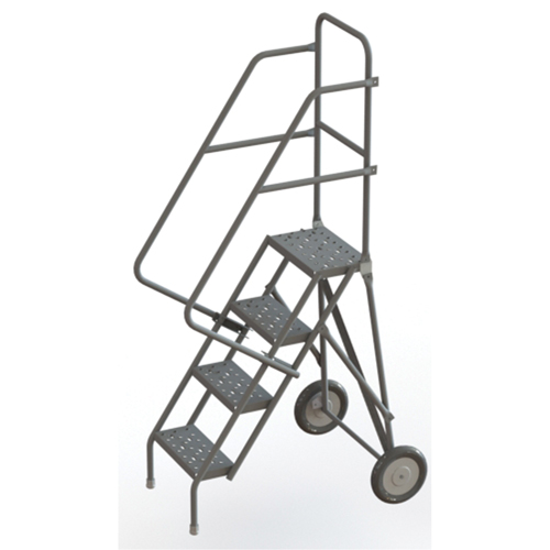 Tri-Arc Manufacturing KDRF104166 Steel Rolling Ladder, 4 Steps, 16" Step Width, 40" Platform Height, Steel