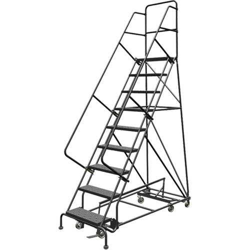 Tri-Arc Manufacturing KDED109246 &eacute;chelles roulantes multidirectionnelles, 9 marches, Largeur de la marche 24", Hauteur de la plateforme 90", Acier