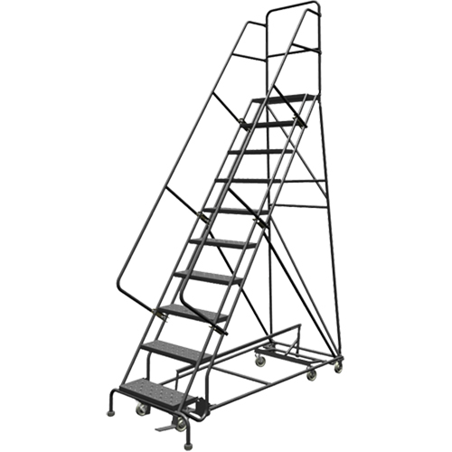 Tri-Arc Manufacturing KDED110246 &eacute;chelles roulantes multidirectionnelles, 10 marches, Largeur de la marche 24", Hauteur de la plateforme 100", Acier