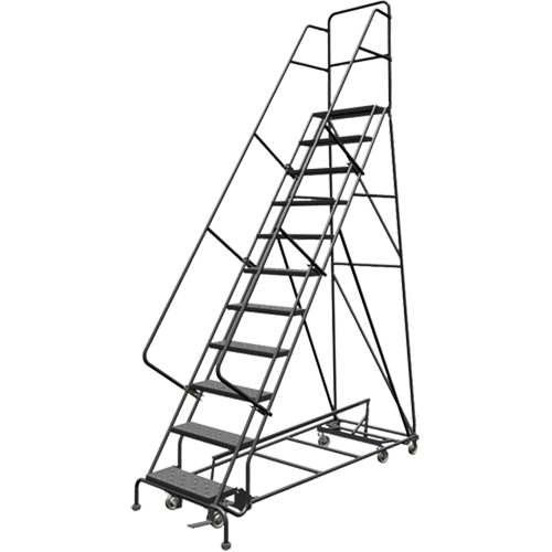 Tri-Arc Manufacturing KDED111246 All Directional Rolling Ladder, 11 Steps, 24" Step Width, 110" Platform Height, Steel