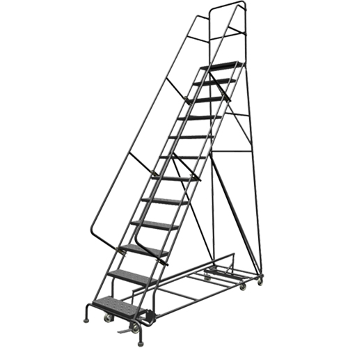 Tri-Arc Manufacturing KDED112246 All Directional Rolling Ladder, 12 Steps, 24" Step Width, 120" Platform Height, Steel