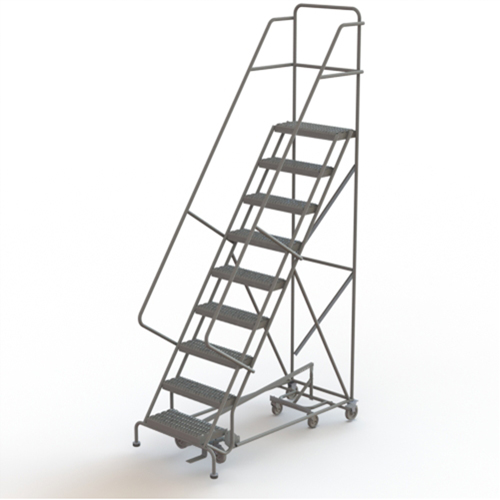 Tri-Arc Manufacturing KDED109242 All Directional Rolling Ladder, 9 Steps, 24" Step Width, 90" Platform Height, Steel