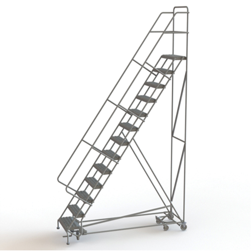 Tri-Arc Manufacturing KDED113242 All Directional Rolling Ladder, 13 Steps, 24" Step Width, 130" Platform Height, Steel