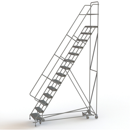 Tri-Arc Manufacturing KDED114242 All Directional Rolling Ladder, 14 Steps, 24" Step Width, 140" Platform Height, Steel