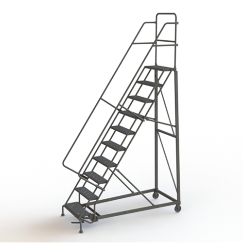 Tri-Arc Manufacturing KDHD110246 Heavy Duty Rolling Ladder, 10 Steps, 24" Step Width, 100" Platform Height, Steel