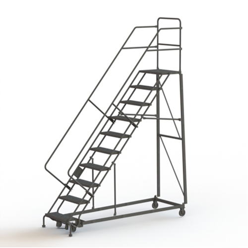 Tri-Arc Manufacturing KDHS110242 Heavy Duty Safety Slope Ladder, 10 Steps, Serrated, 50° Incline, 100" High