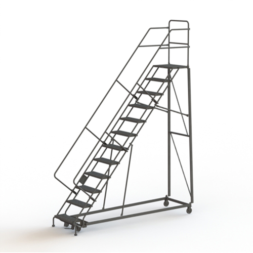 Tri-Arc Manufacturing KDHS112242 Heavy Duty Safety Slope Ladder, 12 Steps, Serrated, 50° Incline, 120" High