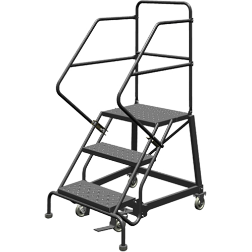 Tri-Arc Manufacturing KDEC103246 Safety Slope Rolling Ladder, 3 Steps, Perforated, 50° Incline, 30" High