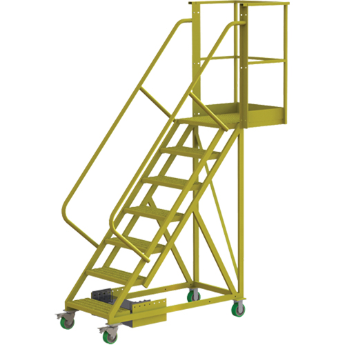 Tri-Arc Manufacturing UCU500720246 &eacute;chelle roulante en porte-&agrave;-faux, Non renforc&eacute;, 7 marches, Profondeur de la plateforme 20", Hauteur de la plateforme 70"