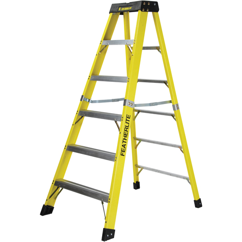 Featherlite 6408-XW Escabeaux industriels extra larges et robustes (s&eacute;rie 6400-XW), 8', Fibre de verre, Capacit&eacute; 300 lb, Type 1A