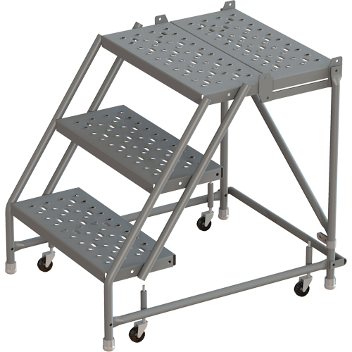 Tri-Arc Manufacturing KDSR003166-D2 Deep Top Step Rolling Ladder, 3 Steps, 16" Step Width, 30" Platform Height, Steel