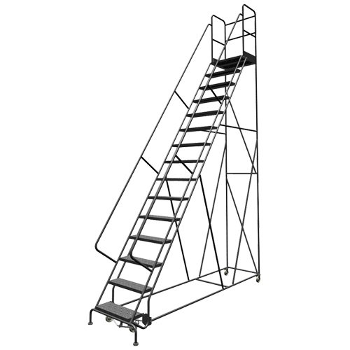 Tri-Arc Manufacturing KDSR116246-D2 Escabeaux roulants &agrave; dessus profond, 16 marches, Largeur de la marche 24", Hauteur de la plateforme 160", Acier
