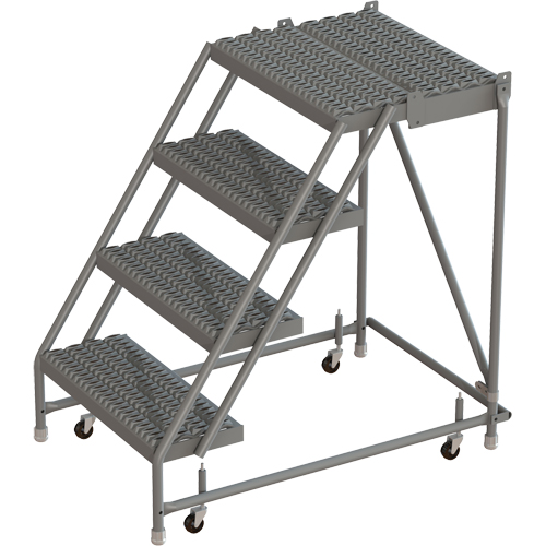 Tri-Arc Manufacturing KDSR004242-D2 Escabeaux roulants &agrave; dessus profond, 4 marches, Largeur de la marche 24", Hauteur de la plateforme 40", Acier
